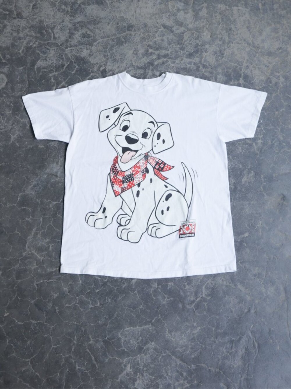 Vintage 90s Disney 101 Dalmatians Puppy Red Bandana Archive White Tee OS